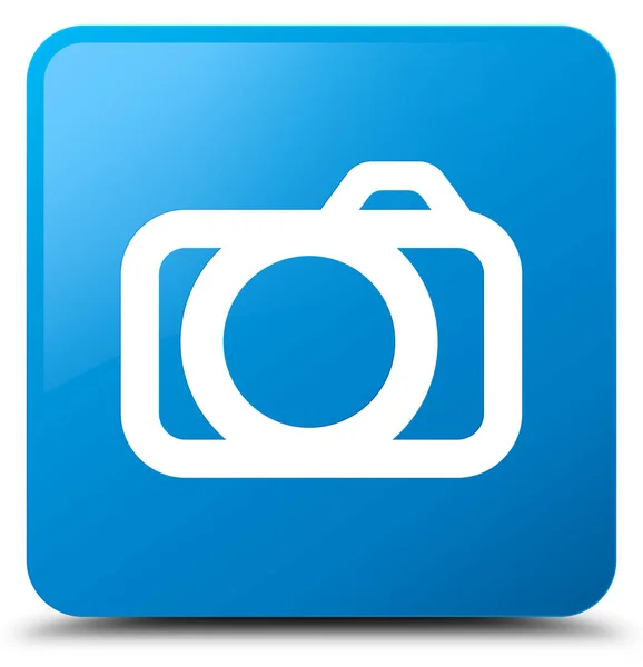 Camera icon cyan blue square button — Stock Photo, Image