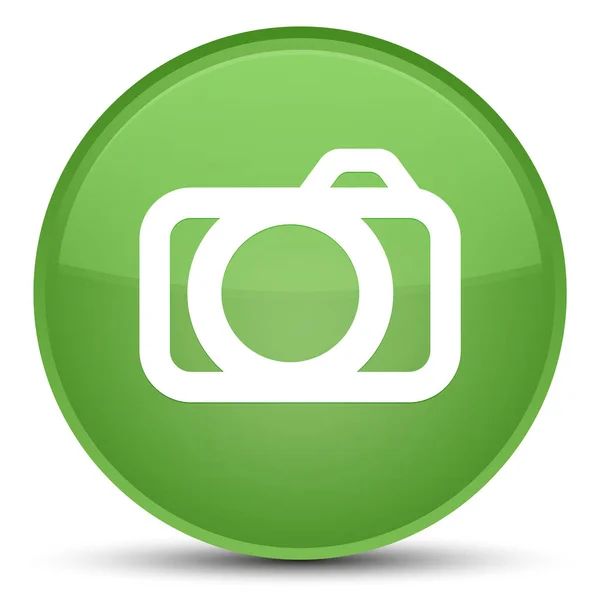 Camera icon special soft green round button — Stock Photo, Image