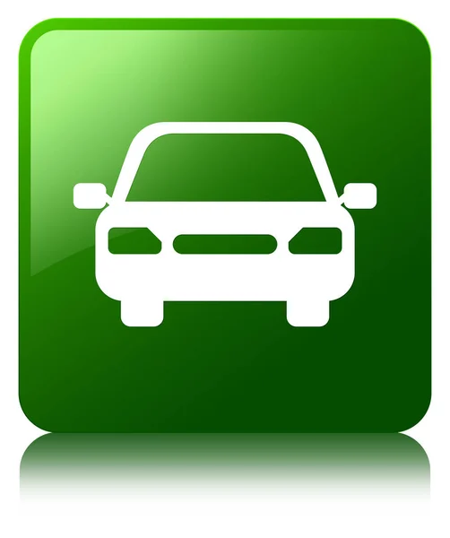車アイコン緑四角ボタン — ストック写真