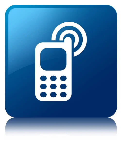 Піктограма дзвінка мобільного телефону синя квадратна кнопка — стокове фото