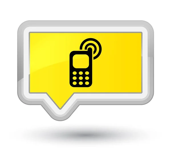 GSM beltoon pictogram prime gele banner knop — Stockfoto