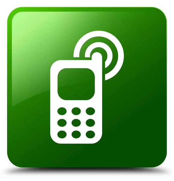 Cellphone ringing icon green square button — Stock Photo, Image