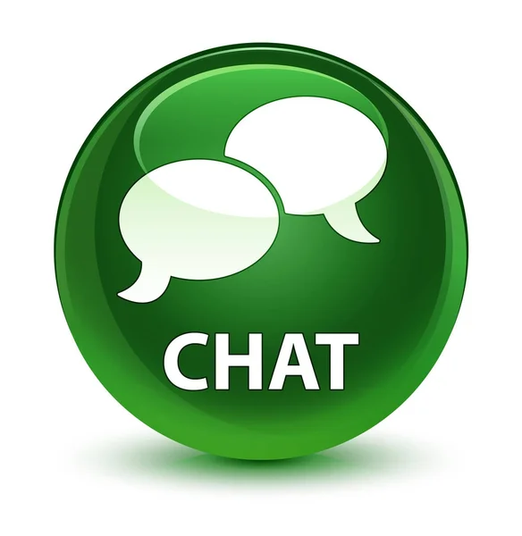 Chat glassy soft green round button — Stock Photo, Image