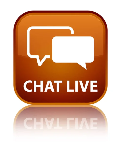 Chat ao vivo botão quadrado marrom especial — Fotografia de Stock