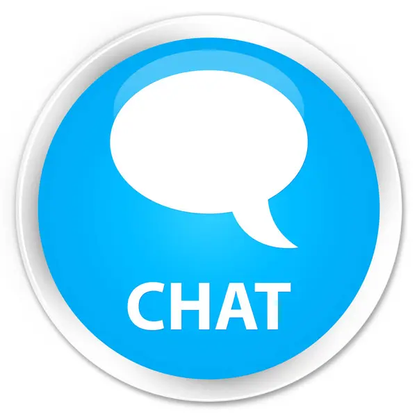 Pulsante rotondo blu ciano premium Chat — Foto Stock