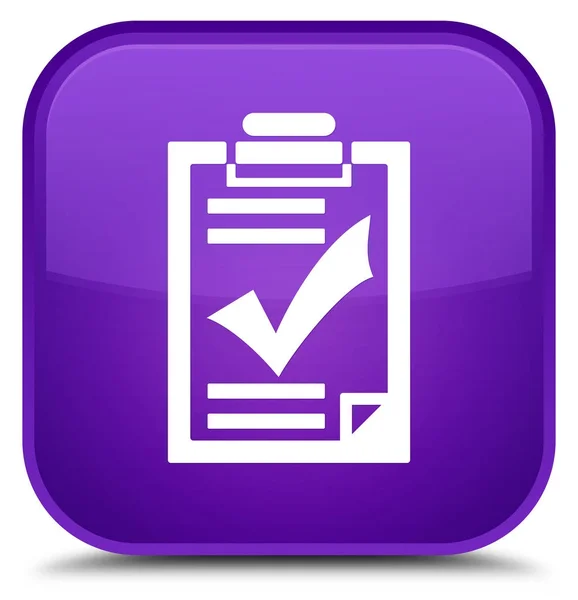 Checklist icona speciale pulsante quadrato viola — Foto Stock