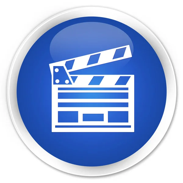 Film klipp ikonen premium blå runda knappen — Stockfoto