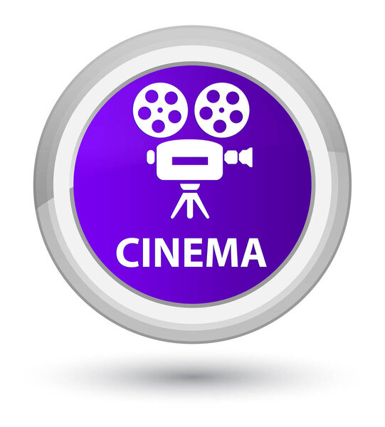Cinema (video camera icon) isolated on prime purple round button abstract illustration
