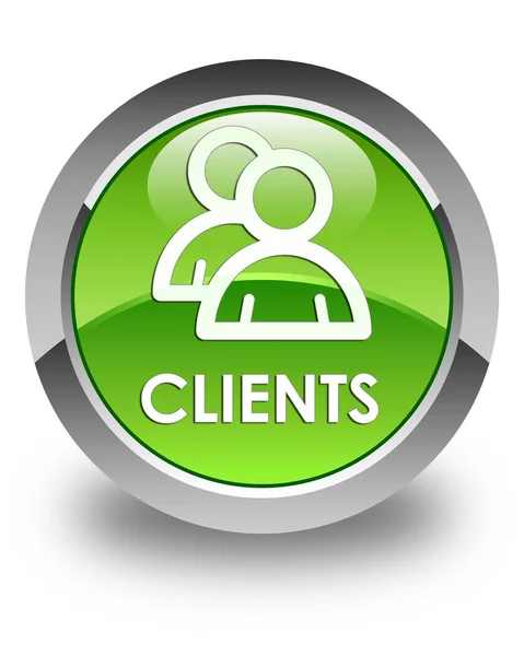 Clients (group icon) glossy green round button