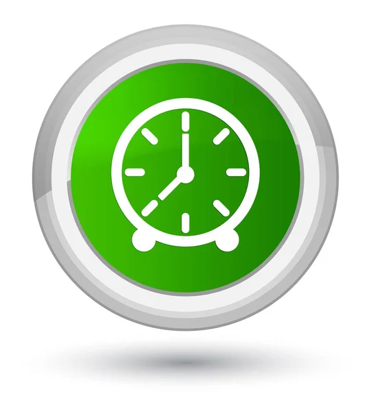 时钟图标绿色圆形按钮 — 图库照片