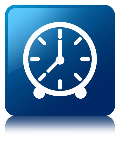 Ícone do relógio botão quadrado azul — Fotografia de Stock