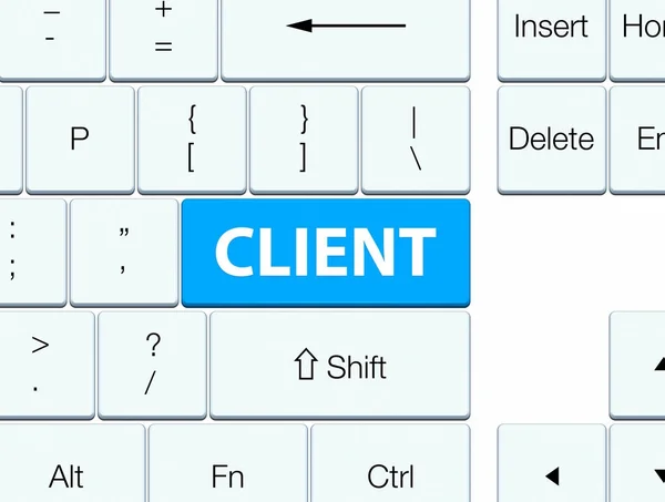 Client cyaan blauw toetsenbord knop — Stockfoto