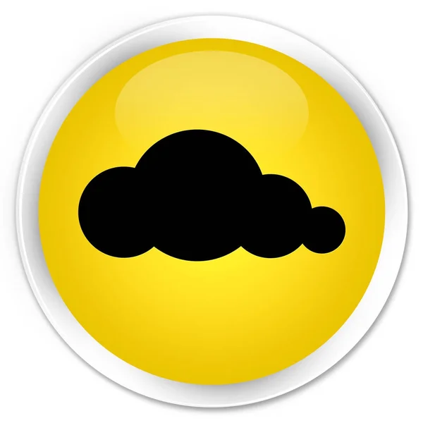 Σύννεφο εικονίδιο premium κίτρινο στρογγυλό κουμπί — Φωτογραφία Αρχείου