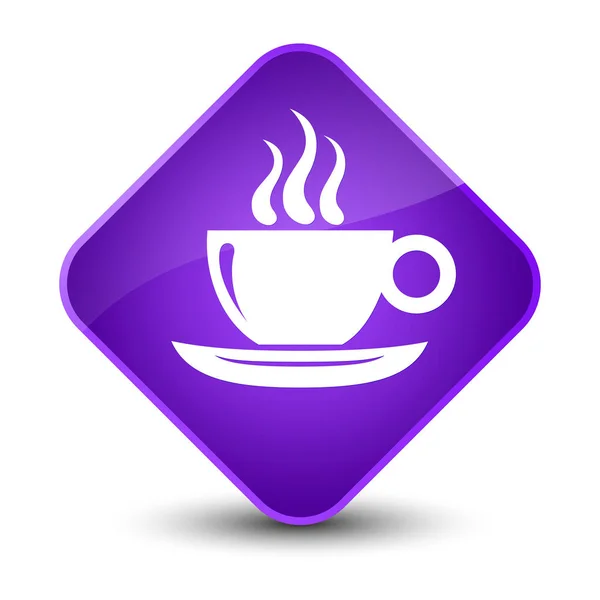 Filiżanka kawy ikony przycisku elegancki fioletowy diament — Zdjęcie stockowe