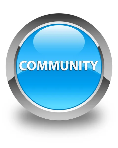 Comunidad brillante botón redondo azul cian — Foto de Stock