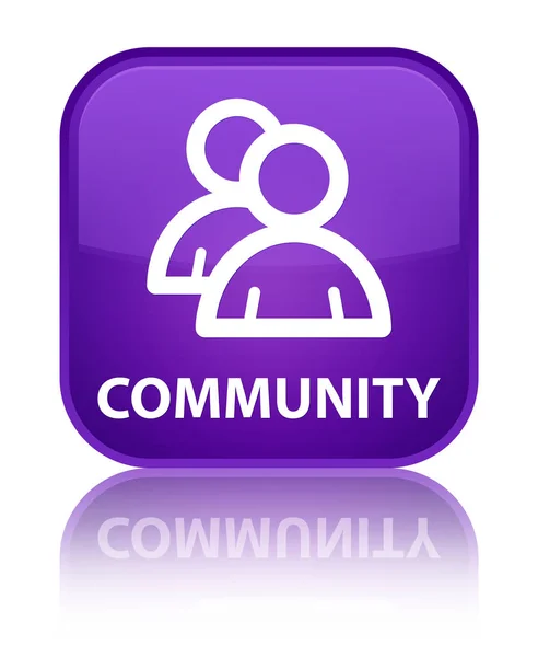 Comunidade (ícone de grupo) botão quadrado roxo especial — Fotografia de Stock