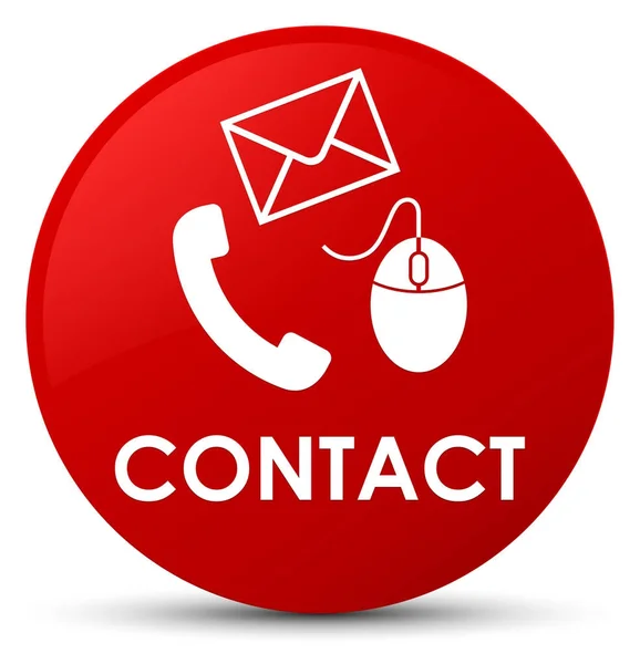Επαφή (τηλέφωνο ηλεκτρονικό ταχυδρομείο και το ποντίκι εικονίδιο) κόκκινο στρογγυλό κουμπί — Φωτογραφία Αρχείου