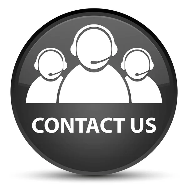 Skontaktuj się z nami (klienta opieka zespołu ikona) specjalne czarny okrągły przycisk — Zdjęcie stockowe