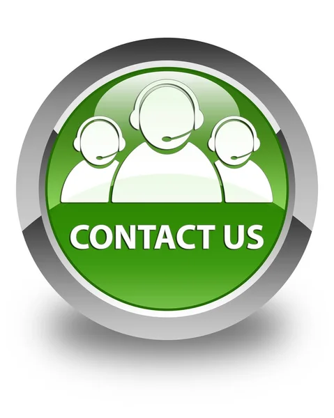 Επικοινωνήστε μαζί μας (εικονίδιο ομάδας φροντίδας πελατών) γυαλιστερό μαλακό πράσινο γύρου, αλλά — Φωτογραφία Αρχείου