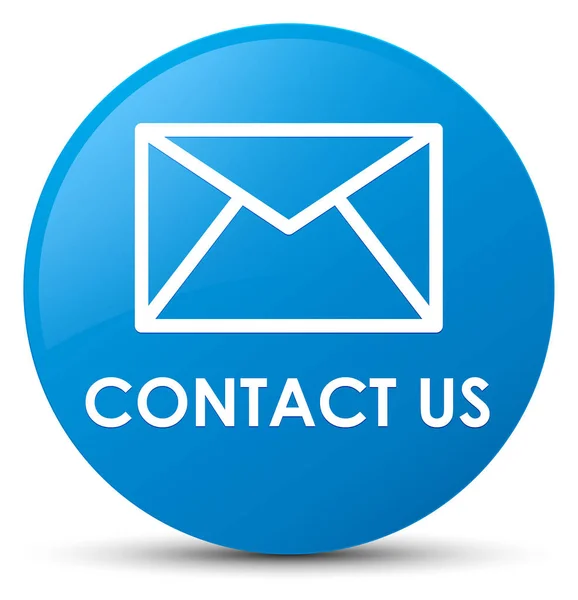 Contacte-nos (ícone de e-mail) botão redondo azul ciano — Fotografia de Stock