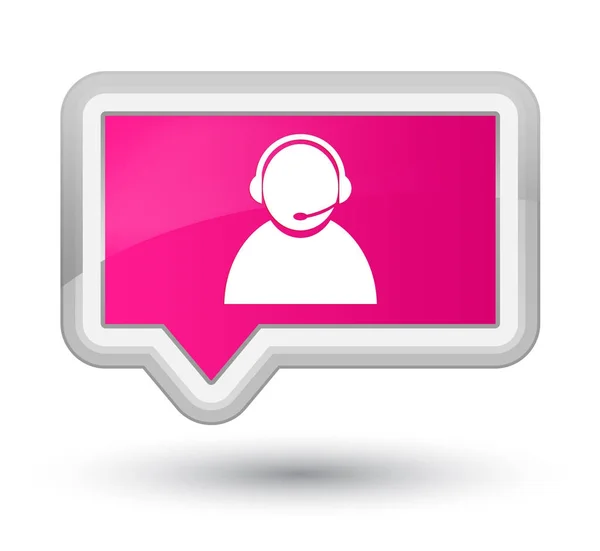 Icona di assistenza clienti primo pulsante banner rosa — Foto Stock
