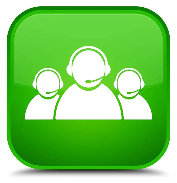 Kunden vård team ikonen särskilda gröna fyrkantiga knappen — Stockfoto
