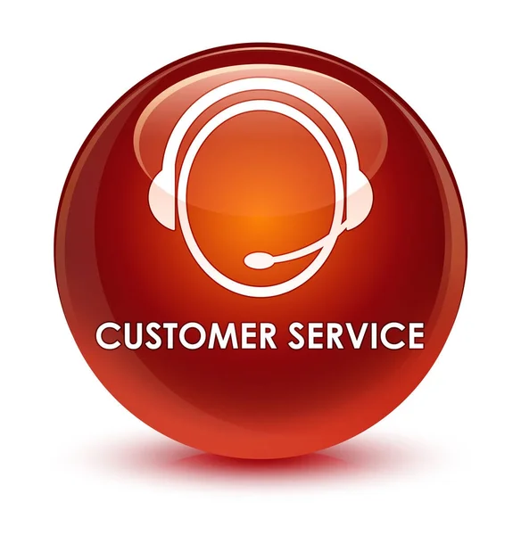 Customer service (pictogram van de zorg van de klant) glazig bruin ronde knop — Stockfoto