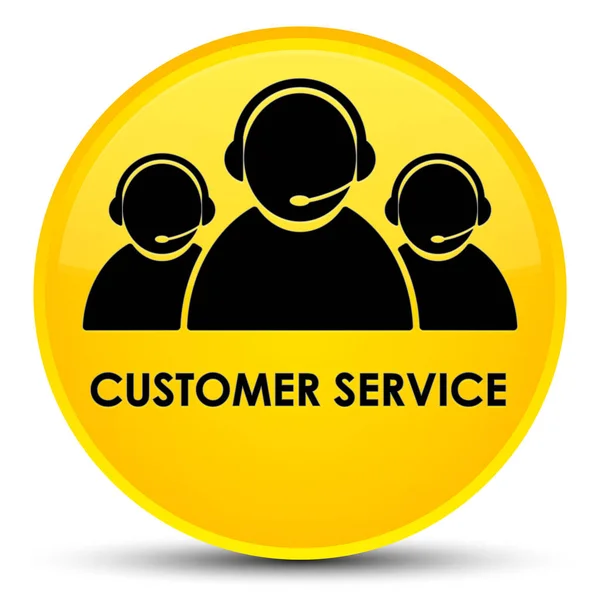 Πελάτης υπηρεσία (ομάδα εικονίδιο) ειδικό κίτρινο στρογγυλό κουμπί — Φωτογραφία Αρχείου