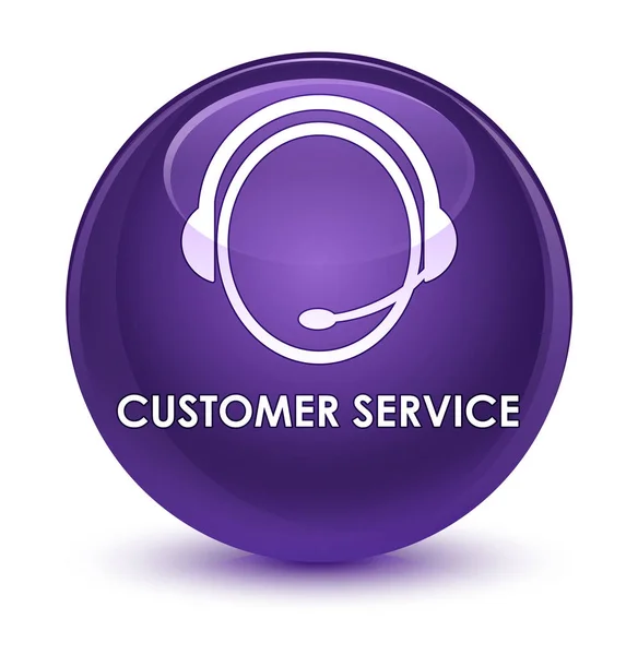 Customer service (customer care icon) glass purple round button — стоковое фото