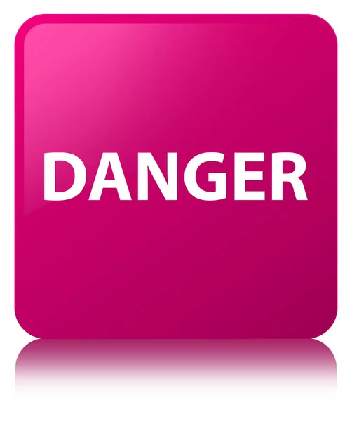 Danger botão quadrado rosa — Fotografia de Stock