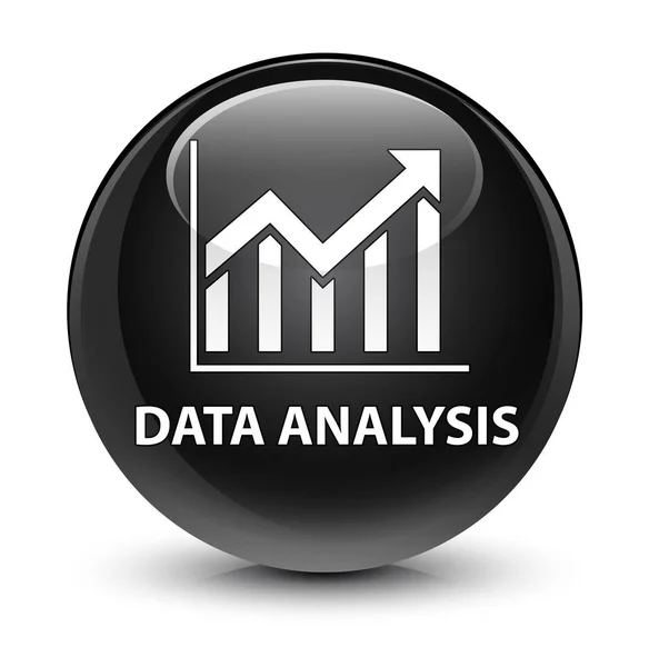 Dane analizy (statystyki ikona) szklisty czarny okrągły przycisk — Zdjęcie stockowe