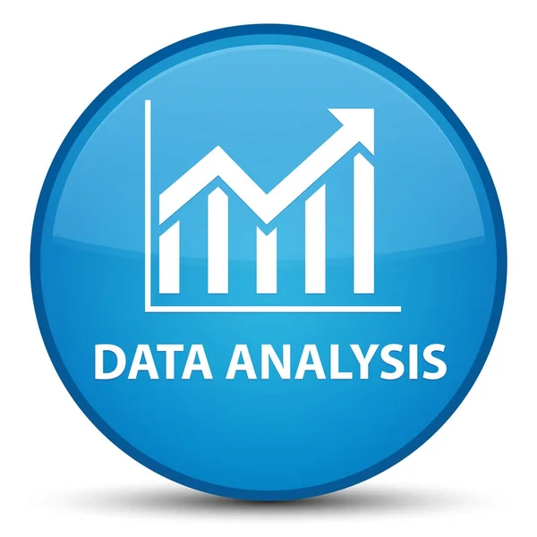 Analisis data (ikon statistik) tombol bundar biru cyan spesial — Stok Foto