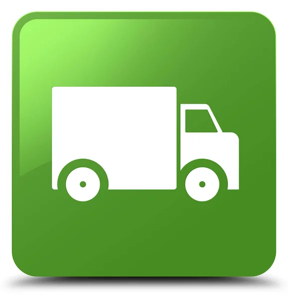 Delivery truck icon soft green square button — Stock Photo, Image