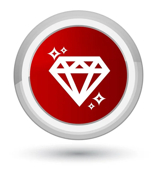 Diamante icona primo pulsante rotondo rosso — Foto Stock