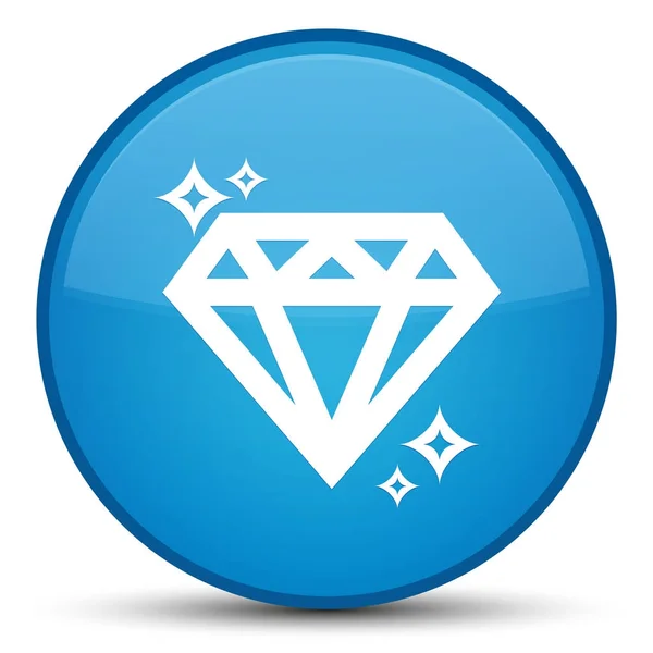 다이아몬드 아이콘 특별 한 시안 블루 라운드 버튼 — 스톡 사진