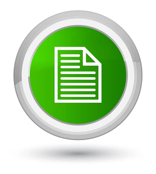 Belge sayfa simgesini Ana yeşil yuvarlak düğmesi — Stok fotoğraf