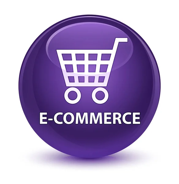 E-commerce szklisty fioletowy okrągły przycisk — Zdjęcie stockowe