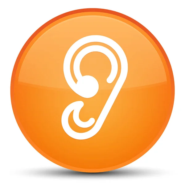 Ícone de ouvido botão redondo laranja especial — Fotografia de Stock