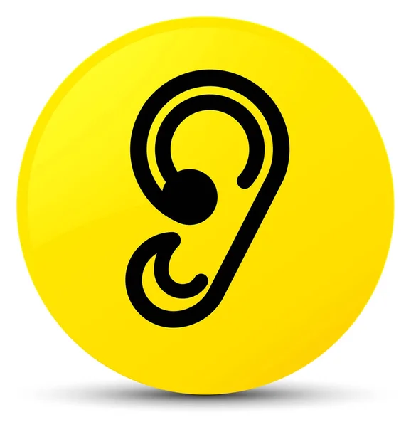 Ohr-Symbol gelber runder Knopf — Stockfoto