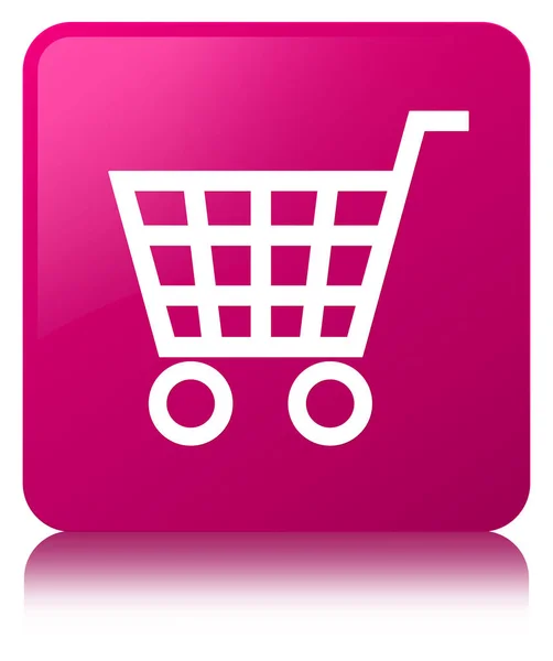 Ícone de comércio eletrônico botão quadrado rosa — Fotografia de Stock