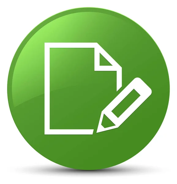 Belge simgesi yumuşak yeşil yuvarlak düğme Düzenle — Stok fotoğraf