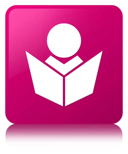 E-learningu ikona różowy kwadrat przycisk — Zdjęcie stockowe