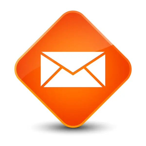Ícone de e-mail elegante botão de diamante laranja — Fotografia de Stock