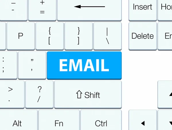 Email botão teclado azul ciano — Fotografia de Stock