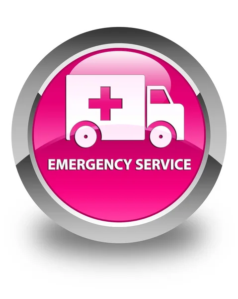 紧急服务光泽粉红色圆形按钮 — 图库照片