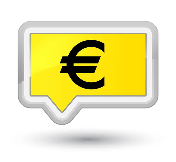 Euro ícone de sinal botão de banner amarelo primo — Fotografia de Stock
