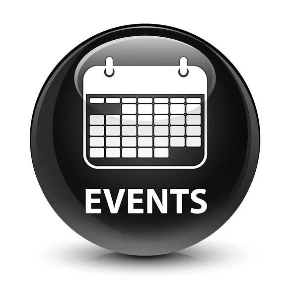 Events (calendar icon) glassy black round button — Stock Photo, Image