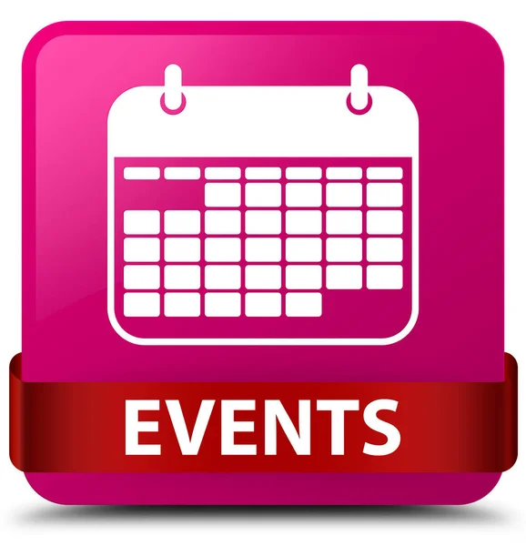 Ereignisse (Kalendersymbol) rosa quadratischer Knopf rotes Band in der Mitte — Stockfoto