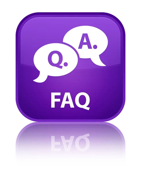 Faq (question answer bubble icon) special purple square button — Stock Photo, Image