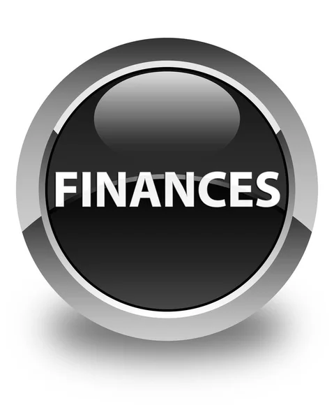 Finances glossy black round button — Stock Photo, Image